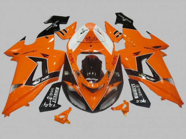 Migliori Carena Moto Kawasaki ZX10R 2006-2007 - Arancia Bianco Nero Corsa Elf