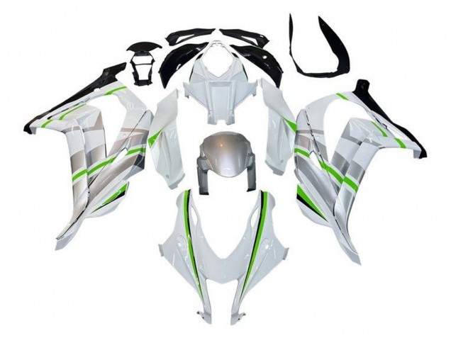 Migliori Carena Moto Kawasaki ZX10R 2016-2020 - Bianco Argento Verde Banda