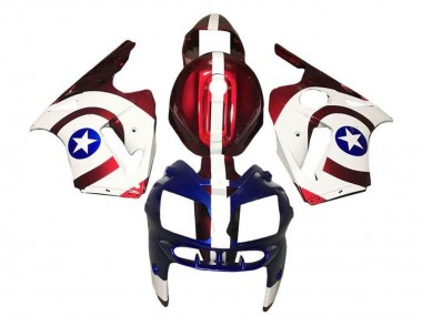 Migliori Carena Moto Kawasaki ZX12R 2000-2001 - Caramella Rosso Bianco Blu Captain America