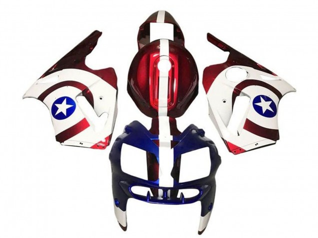 Migliori Carena Moto Kawasaki ZX12R 2000-2001 - Caramella Rosso Bianco Blu Captain America