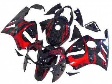 Migliori Carena Moto Kawasaki ZX12R 2002-2006 - Nero Lucido Rosso Tribal
