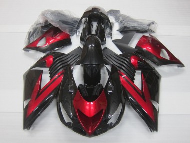 Migliori Carena Moto Kawasaki ZX14R ZZR1400 2006-2011 - Caramella Rosso Nero Lucido