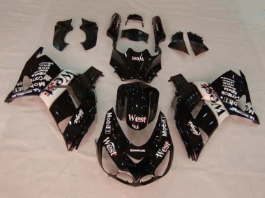 Migliori Carena Moto Kawasaki ZX14R ZZR1400 2006-2011 - Nero Lucido Bianco West
