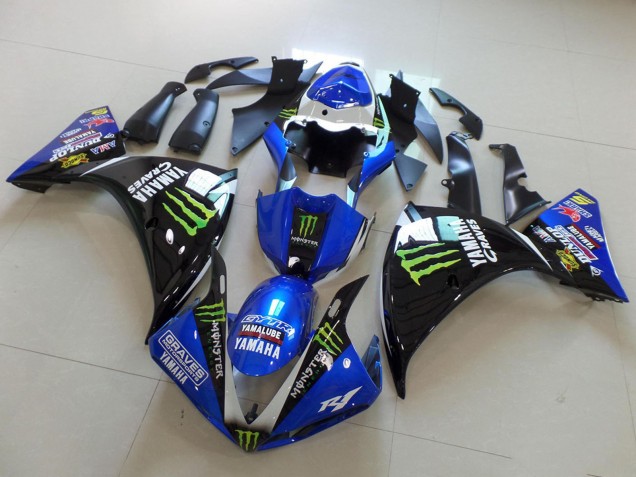 Migliori Carena Moto Yamaha YZF R1 2012-2014 - Blu Bianco Nero Lucido Verde Graves Yamalube Mostro