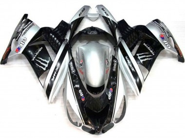 Migliori Carena Moto Kawasaki ZX14R ZZR1400 2006-2011 - Argento Nero Elf Touch4 Mostro Bridgestone