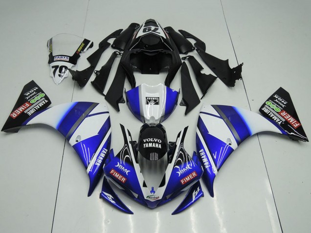 Migliori Carena Moto Yamaha YZF R1 2012-2014 - Bianco Blu Nero Lucido Volvo Fimer Yamalube