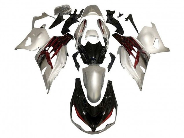 Migliori Carena Moto Kawasaki ZX14R ZZR1400 2012-2024 - Argento Nero Lucido Rosso