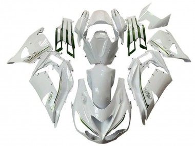 Migliori Carena Moto Kawasaki ZX14R ZZR1400 2012-2024 - Bianco Verde Argento Banda