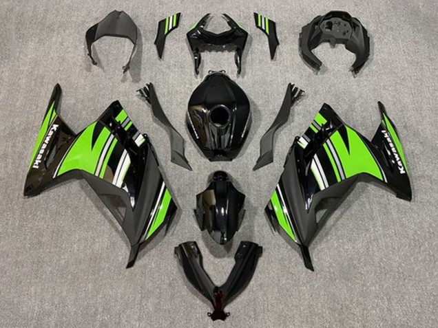 Migliori Carene Moto Kawasaki EX300 2013-2017 - Nero Lucido Verde Bianco Banda