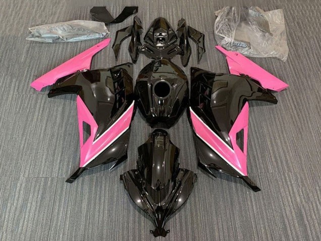 Migliori Carene Moto Kawasaki EX300 2013-2017 - Nero Lucido Rosa Bianco Banda