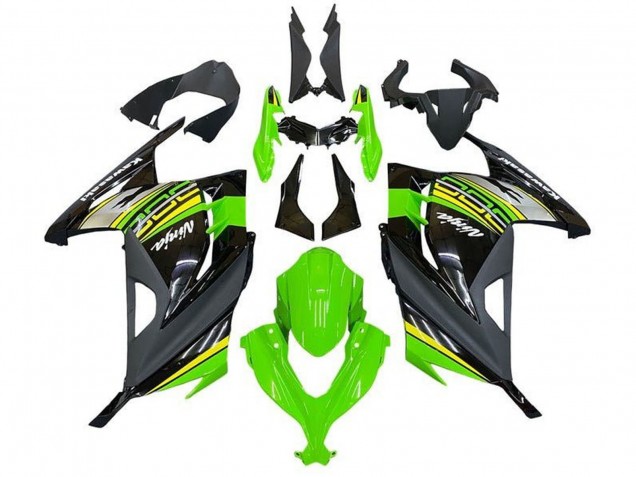 Migliori Carene Moto Kawasaki EX300 2013-2017 - Verde Nero Argento Giallo