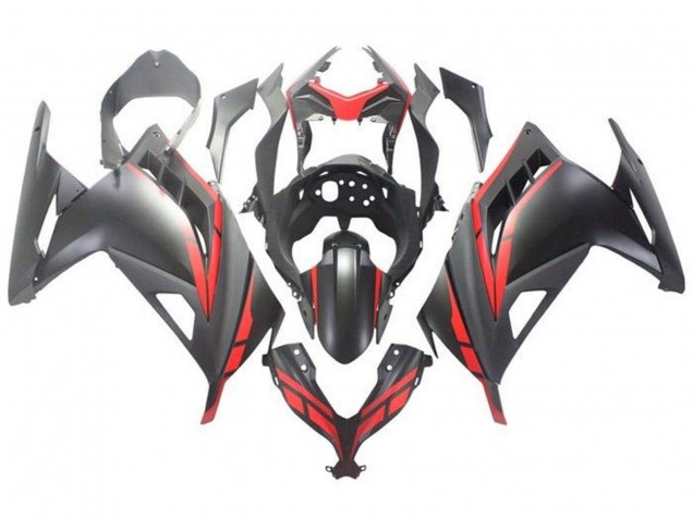 Migliori Carena Moto Kawasaki EX300 2013-2017 - Nero Opaco Rosso
