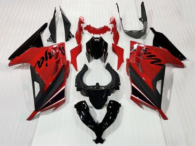 Migliori Carene Moto Kawasaki EX300 2013-2017 - Rosso Nero Bianco Banda
