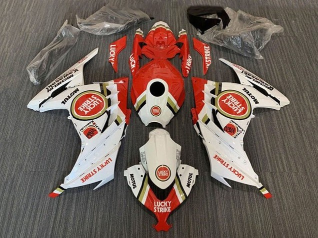 Migliori Carene Moto Kawasaki EX300 2013-2017 - Bianco Rosso Lucky Strike