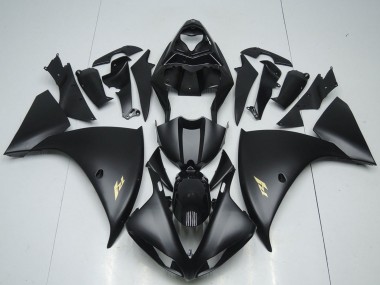 Migliori Carena Moto Yamaha YZF R1 2012-2014 - Nero Lucido Nero Opaco Oro Decals