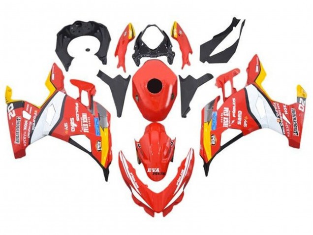 Migliori Carena Moto Kawasaki Ninja 400 2018-2024 - Rosso Bianco Giallo Nero Trick Star Bridgestone