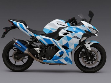 Migliori Carena Moto Kawasaki Ninja 500 EX500R 2024-2025 - Bianco Blu Geometrico