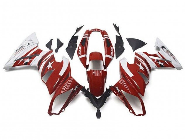 Migliori Carena Moto Kawasaki Ninja 650 EX650 2009-2011 - Rosso Bianco Stella Acer