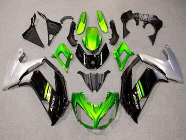 Migliori Carena Moto Kawasaki Ninja ER6F 2012-2014 - Verde Nero Argento