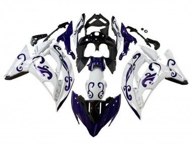 Migliori Carena Moto Kawasaki Ninja 650 EX650 2017-2019 - Bianco Blu Scuro Nero