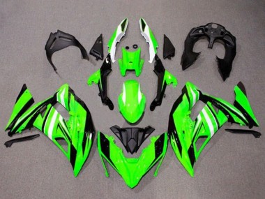 Migliori Carena Moto Kawasaki Ninja 650 EX650 2017-2019 - Verde Bianco Nero Banda