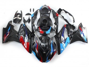 Migliori Carena Moto BMW S1000RR 2017-2018 - Blu Rosso Falso Fibra di Carbonio