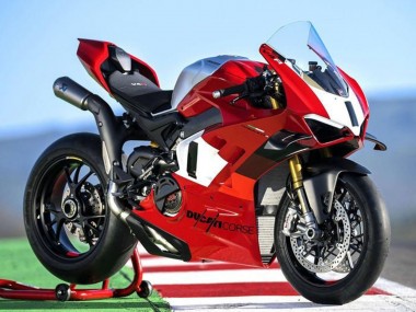 Migliori Carena Moto Ducati Panigale V4 V4S 2022-2024 - Argento Bianco Rosso Corse