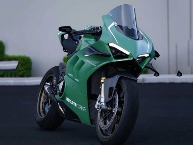 Migliori Carena Moto Ducati Panigale V4 V4S 2020-2021 - Verde Opaco Bianco