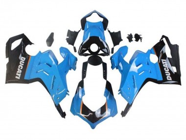 Migliori Carena Moto Ducati Panigale V4 V4S 2020-2021 - Azzurro Chiaro Arancia Nero Lucido