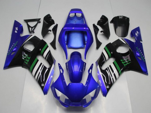 Migliori Carena Moto Yamaha YZF R6 1998-2002 - Blu Bianco Verde Nero Mostro