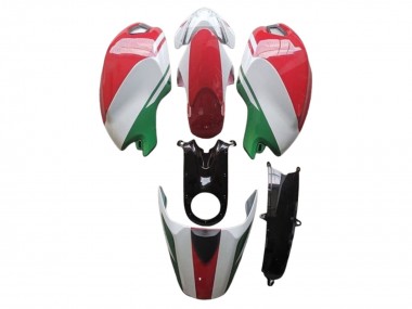 Migliori Carena Moto Ducati Monster 696 796 1100 1100S 2008-2012 - Bianco Rosso Verde