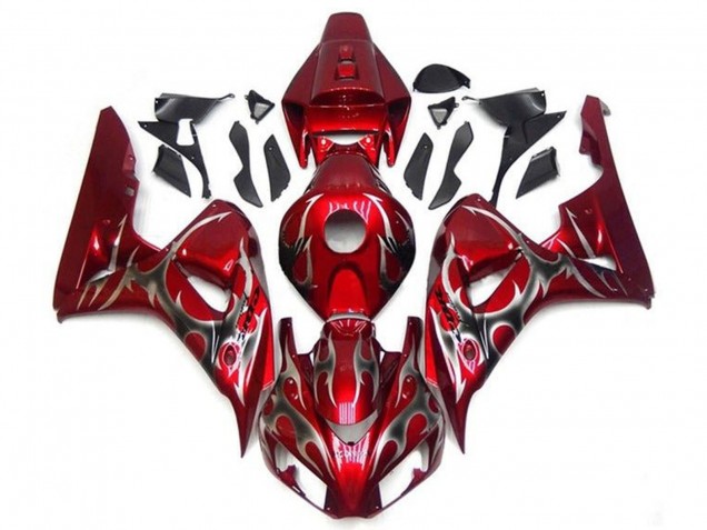 Migliori Carena Moto Honda CBR1000RR 2006-2007 - Rosso Argento Tribal
