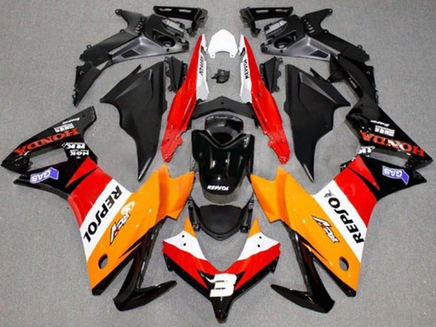 Migliori Carena Moto Honda CBR500R 2013-2015 - Arancia Bianco Rosso Nero Lucido Repsol