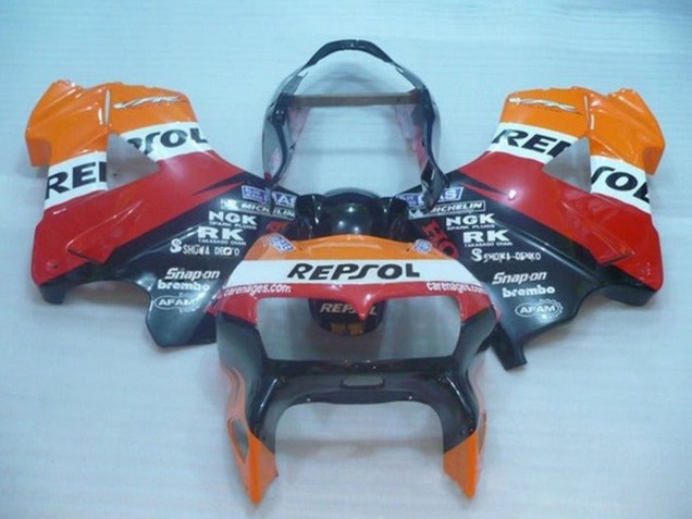 Migliori Carena Moto Honda VFR 800 1998-2001 - Arancia Bianco Rosso Nero Repsol