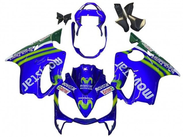 Migliori Carena Moto Honda CBR600 F4i 2001-2003 - Blu Verde Bianco MoviStar