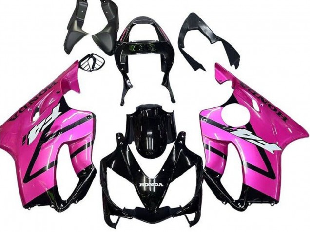 Migliori Carena Moto Honda CBR600 F4i 2001-2003 - Rosa Nero Lucido Banda