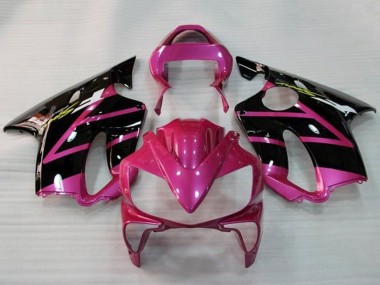 Migliori Carena Moto Honda CBR600 F4i 2001-2003 - Rosa Nero Lucido Banda