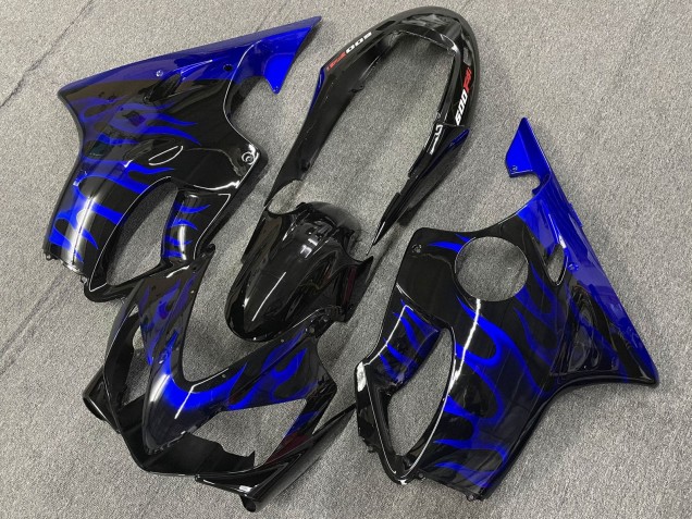 Migliori Carena Moto Honda CBR600 F4i 2004-2007 - Nero Lucido Blu Fiamma