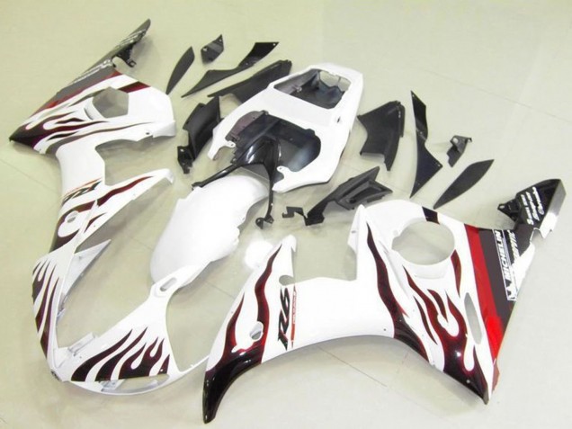 Migliori Carena Moto Yamaha YZF R6 2003-2004 - Bianco Rosso Nero Fiamma Michelin