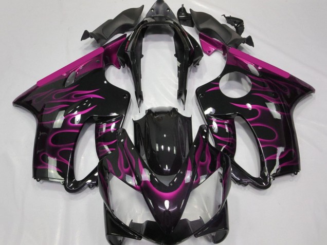 Migliori Carena Moto Honda CBR600 F4i 2004-2007 - Nero Lucido Rosa Fiamma