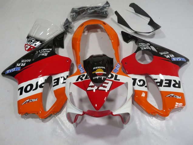 Migliori Carena Moto Honda CBR600 F4i 2004-2007 - Arancia Bianco Rosso Nero Lucido Repsol 93