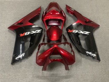 Migliori Carena Moto Kawasaki ZX6R 2003-2004 - Rosso Nero Lucido Bianco Ninja