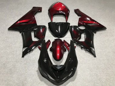 Migliori Carena Moto Kawasaki ZX6R 2005-2006 - Rosso Nero Lucido