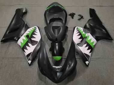 Migliori Carena Moto Kawasaki ZX6R 2005-2006 - Nero Opaco Bianco Verde Squalo