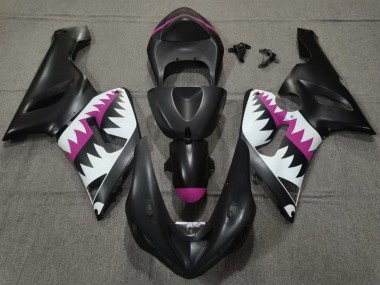 Migliori Carena Moto Kawasaki ZX6R 2005-2006 - Nero Opaco Bianco Rosa Squalo