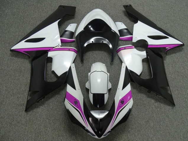 Migliori Carena Moto Kawasaki ZX6R 2005-2006 - Bianco Nero Rosa