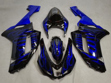 Migliori Carena Moto Kawasaki ZX6R 2007-2008 - Nero Blu Fiamma