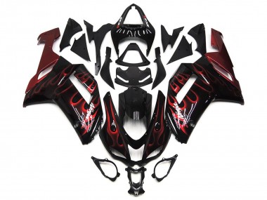 Migliori Carena Moto Kawasaki ZX6R 2007-2008 - Nero Bianco Rosso Fiamma