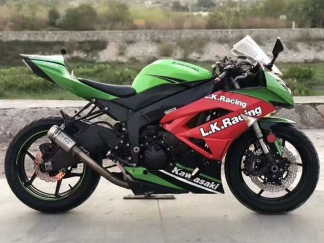 Migliori Carena Moto Kawasaki ZX6R 2009-2012 - Verde Rosso Nero Bianco L.K. Corsa