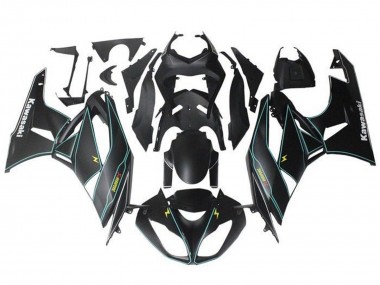 Migliori Carena Moto Kawasaki ZX6R 2009-2012 - Nero Opaco Blu Giallo Banda